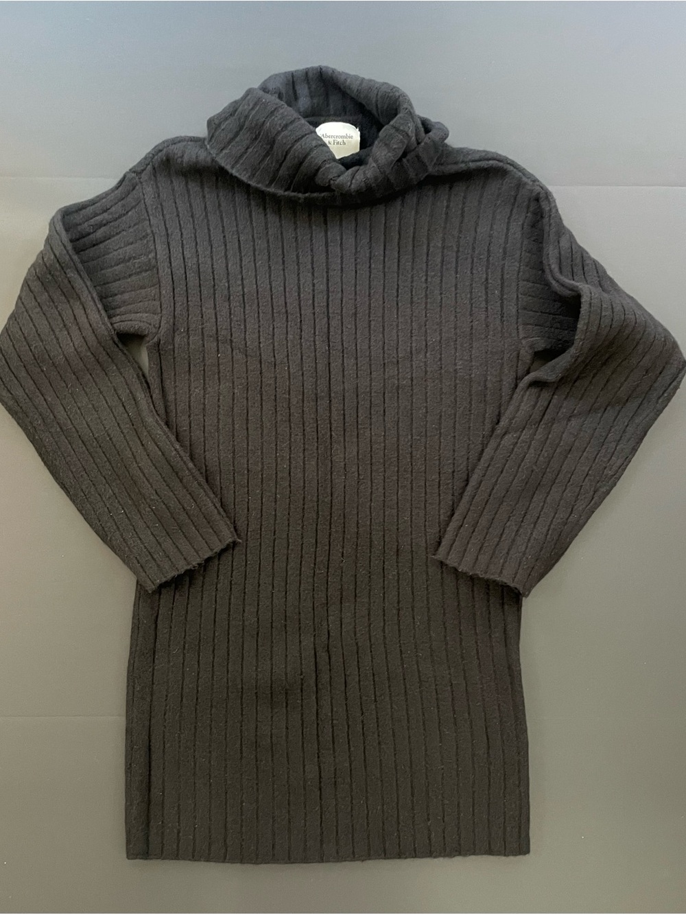 Abercrombie & Fitch Ribbed Knit Turtleneck Sweater Dress Black XS